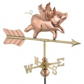 Flying Pig Copper Garden Roof Weathervane