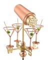 Copper and Brass Cocktail Shaker with Martini Glasses Garden Roof Weathervane