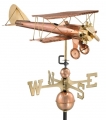 Biplane Brass and Copper Weathervane