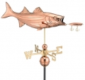 Bass with Lure Copper Weathervane